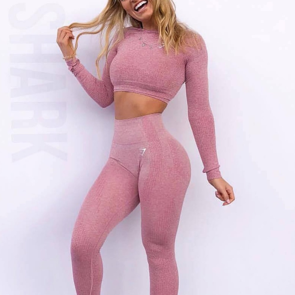 Gym shark pink long sleeve top
